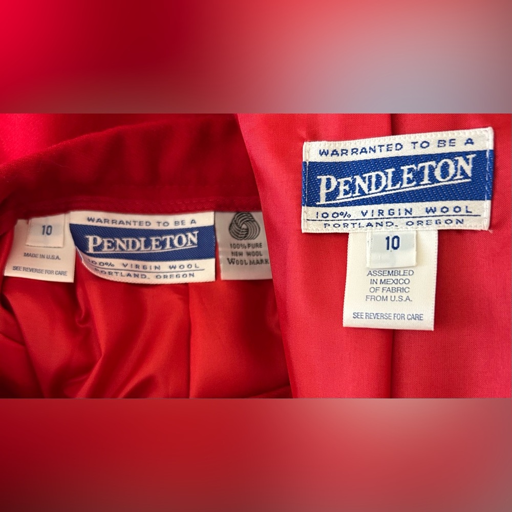 Vintage Pendleton Red Virgin Wool Skirt Suit Set Woolmark Size 10 - Picture 10 of 10